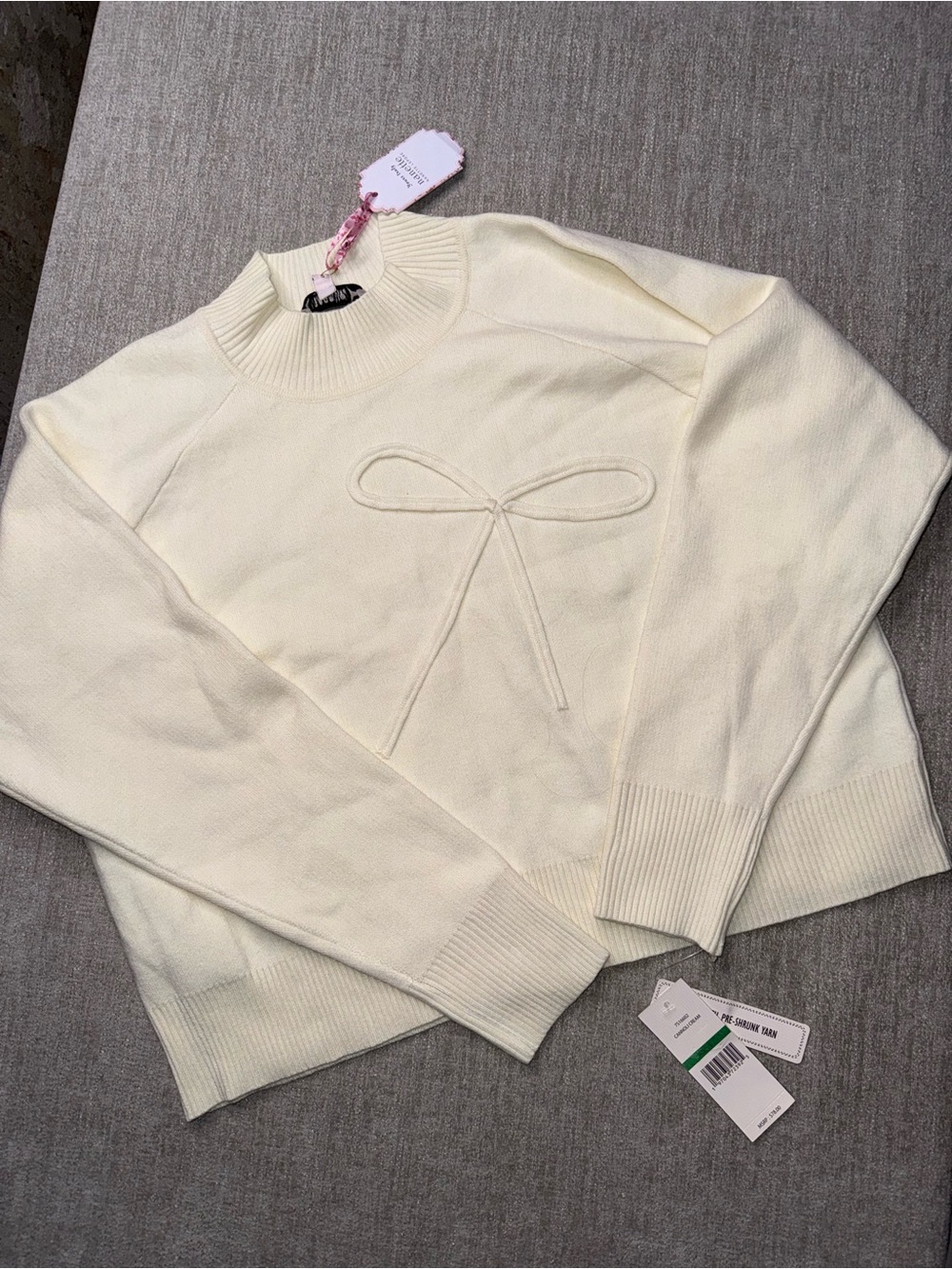 NWT Nanette Lepore Chevron Mock Neck Sweater Coconut Milk